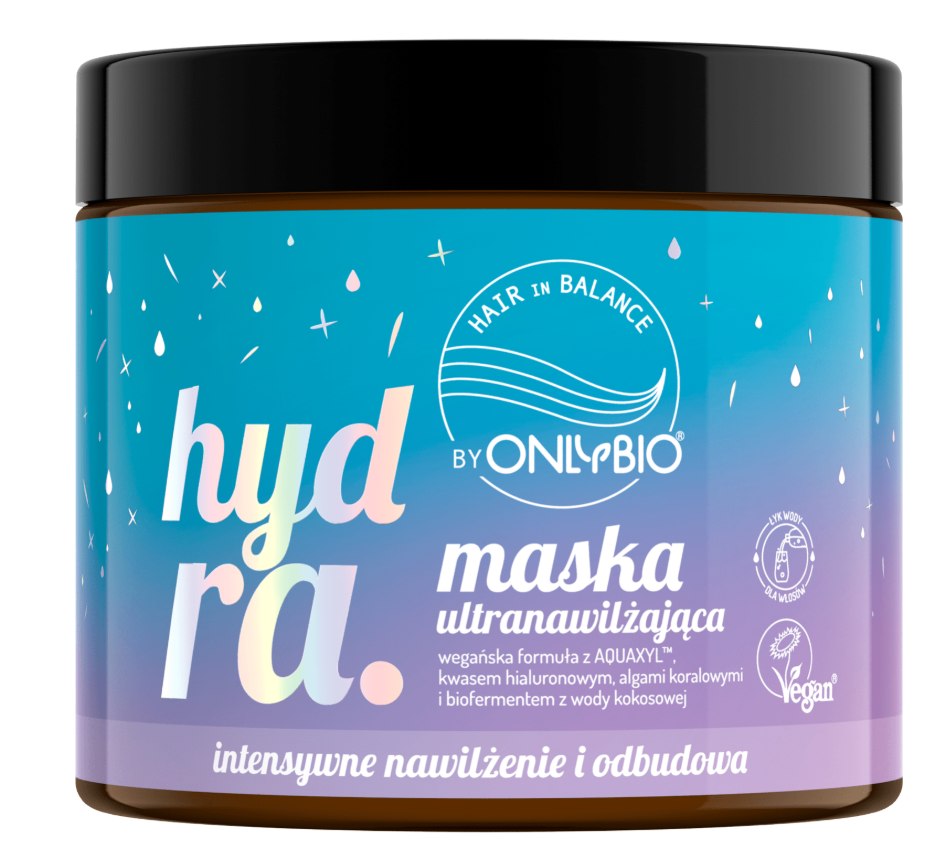 ONLYBIO  Hair in Balance, HYDRA, Maska ultranawilżająca, 400ml