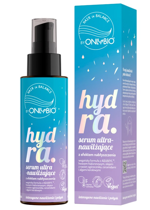 ONLYBIO  Hair in Balance, HYDRA, Serum ultranawilżające z efektem nabłyszczenia, 100ml