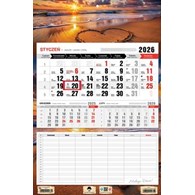 2026 KAL.Kalendarz 2026 trójdzielny jednodzielny z planem zajęć Romantyczna plaża KTJ4 V4