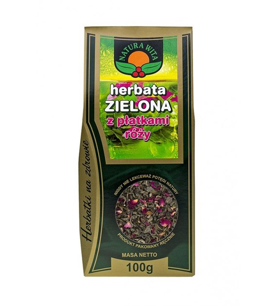 NATUR-VIT Herbata zielona z płatkami róży 100g