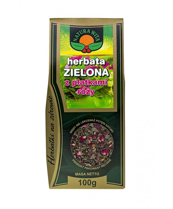 NATUR-VIT Herbata zielona z płatkami róży 100g