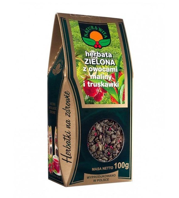 NATUR-VIT Herbata zielona z owocami maliny i truskawki 100g
