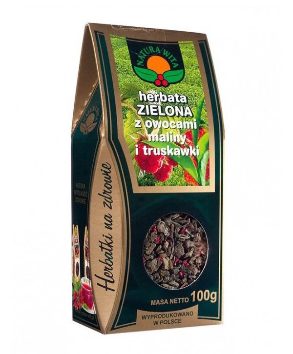 NATUR-VIT Herbata zielona z owocami maliny i truskawki 100g