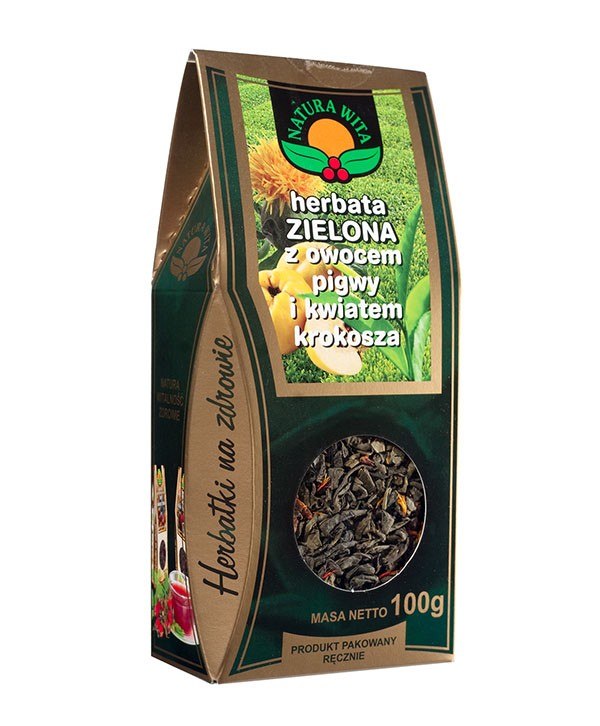 NATUR-VIT Herbata zielona z owocem pigwy i kwiatem krokosza 100g