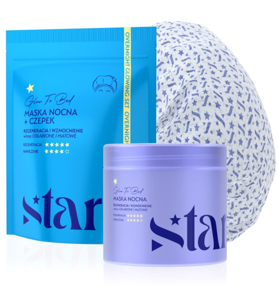 ONLYBIO-STARS Maska nocna z czepkiem GLOW TO BED 200 ml