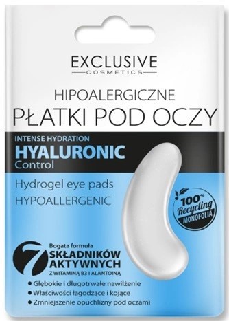 EXCLUSIVE COSMETICS HIPOALERGICZNE PŁATKI POD OCZY HYALURON 1 para