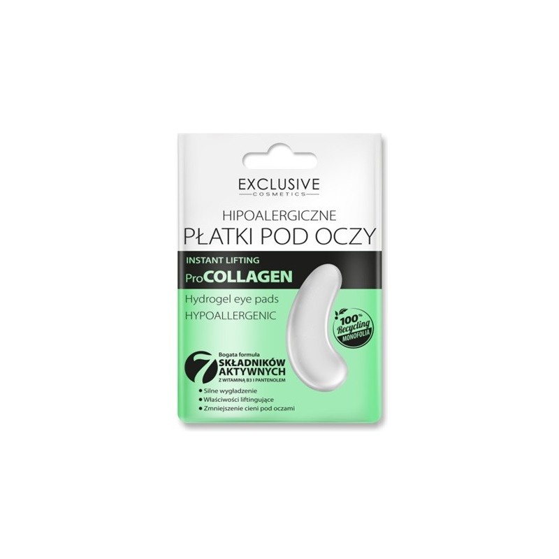 EXCLUSIVE COSMETICS HIPOALERGICZNE PŁATKI POD OCZY COLLAGEN 1 para