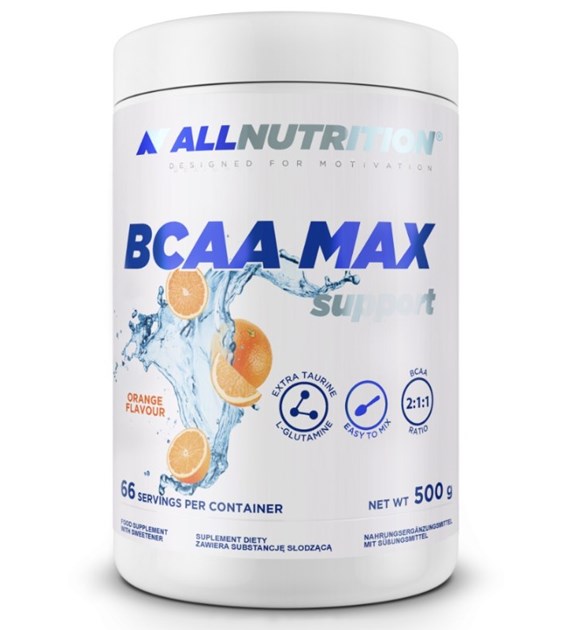 ALLNUTRITION BCAA MAX SUPPORT 500G AMINOKWASY REGENERACJA SMAK POMARAŃCZA