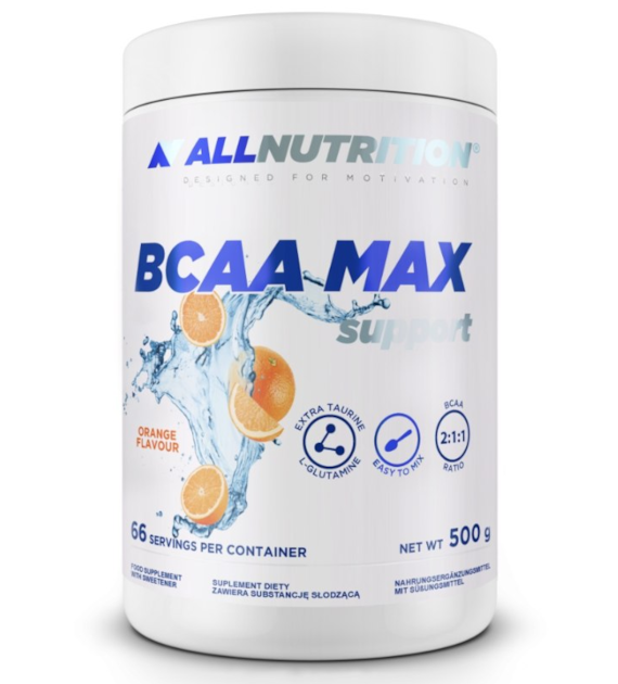 ALLNUTRITION BCAA MAX SUPPORT 500G AMINOKWASY REGENERACJA SMAK POMARAŃCZA