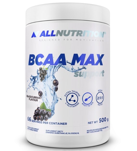 ALLNUTRITION BCAA MAX SUPPORT 500G AMINOKWASY REGENERACJA MIĘŚNIE TAURYNA CZARNA PORZECZKA