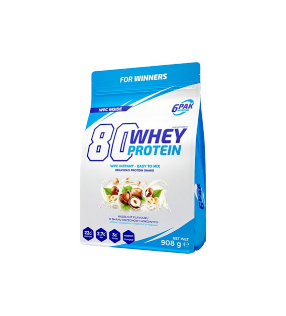 6PAK 80 Whey Protein Orzech Laskowy Hazelnut 908g