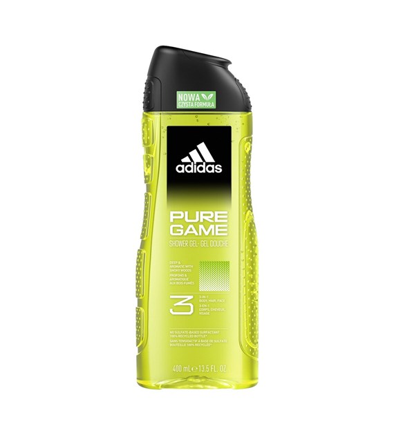 ADIDAS MEN ŻEL POD PRYSZNIC 400ML 3 IN 1 PURE GAME DEEP&AROMATIC WITH SMOOKY WOODS