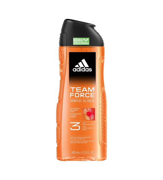 ADIDAS MEN ŻEL POD PRYSZNIC 400ML 3 IN 1 TEAM FORCE ZESTY&INTENSE WITH ORANGE EXTRACT