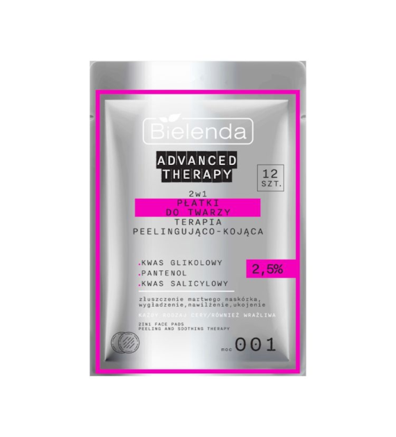 ADVANCED THERAPY 2w1 płatki do twarzy  terapia peelingująco-kojąca - 001, 12 szt.