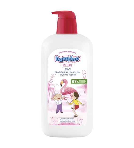 BAMBINO - DZIECIAKI SZAMPON, ŻEL DO MYCIA I PŁYN DO KĄPIELI 1L 3W1 BOLEK&LOLEK FLAMING
