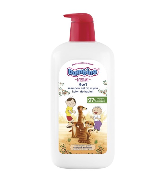 BAMBINO - DZIECIAKI SZAMPON,ŻEL DO MYCIA I PŁYN DO KĄPIELI 1L 3W1 BOLEK&LOLEK SURYKATKI