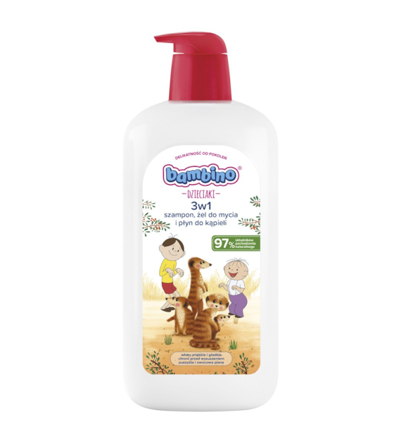 BAMBINO - DZIECIAKI SZAMPON,ŻEL DO MYCIA I PŁYN DO KĄPIELI 1L 3W1 BOLEK&LOLEK SURYKATKI