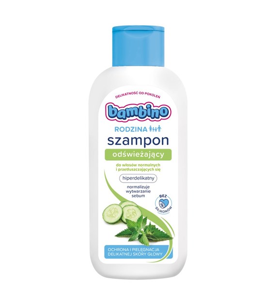 BAMBINO - RODZINA SZAMPON DO WŁOSÓW 400ML ODŚWIEŻAJĄCY NORMALNE I PRZETŁUSZCZAJĄCE SIĘ