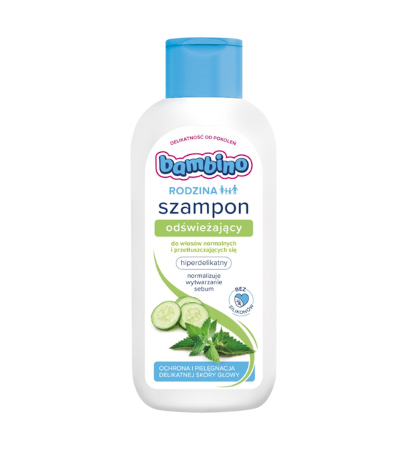 BAMBINO - RODZINA SZAMPON DO WŁOSÓW 400ML ODŚWIEŻAJĄCY NORMALNE I PRZETŁUSZCZAJĄCE SIĘ