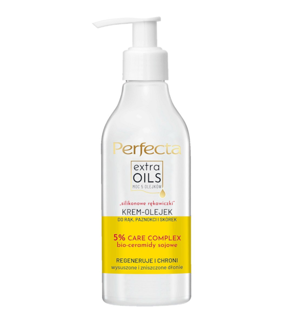 PERFECTA BODY EXTRA OILS KREM-OLEJEK DO RĄK 195ML MOC 5 OLEJKÓW 'SILIKONOWE RĘKAWICZKI' REGENERUJ