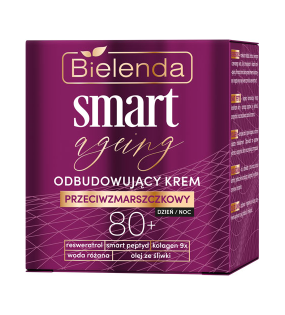 BIELENDA - SMART AGEING Przeciwzmarszczkowy krem odbudowujący, 80+, 50 ml